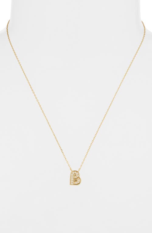 Argento Vivo Sterling Silver Cubic Zirconia Initial Pendant Necklace In Gold