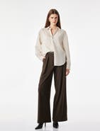 Koton High Rise Pleated Wide Leg Tailored Trousers With Belt