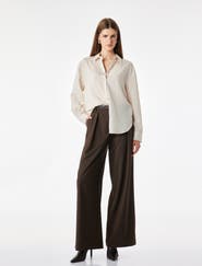 Koton High Rise Pleated Wide Leg Tailored Trousers With Belt