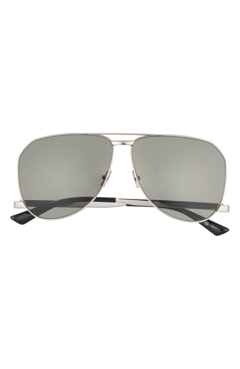 Saint Laurent 61mm Aviator Sunglasses, Main, color, Silver Silver Grey