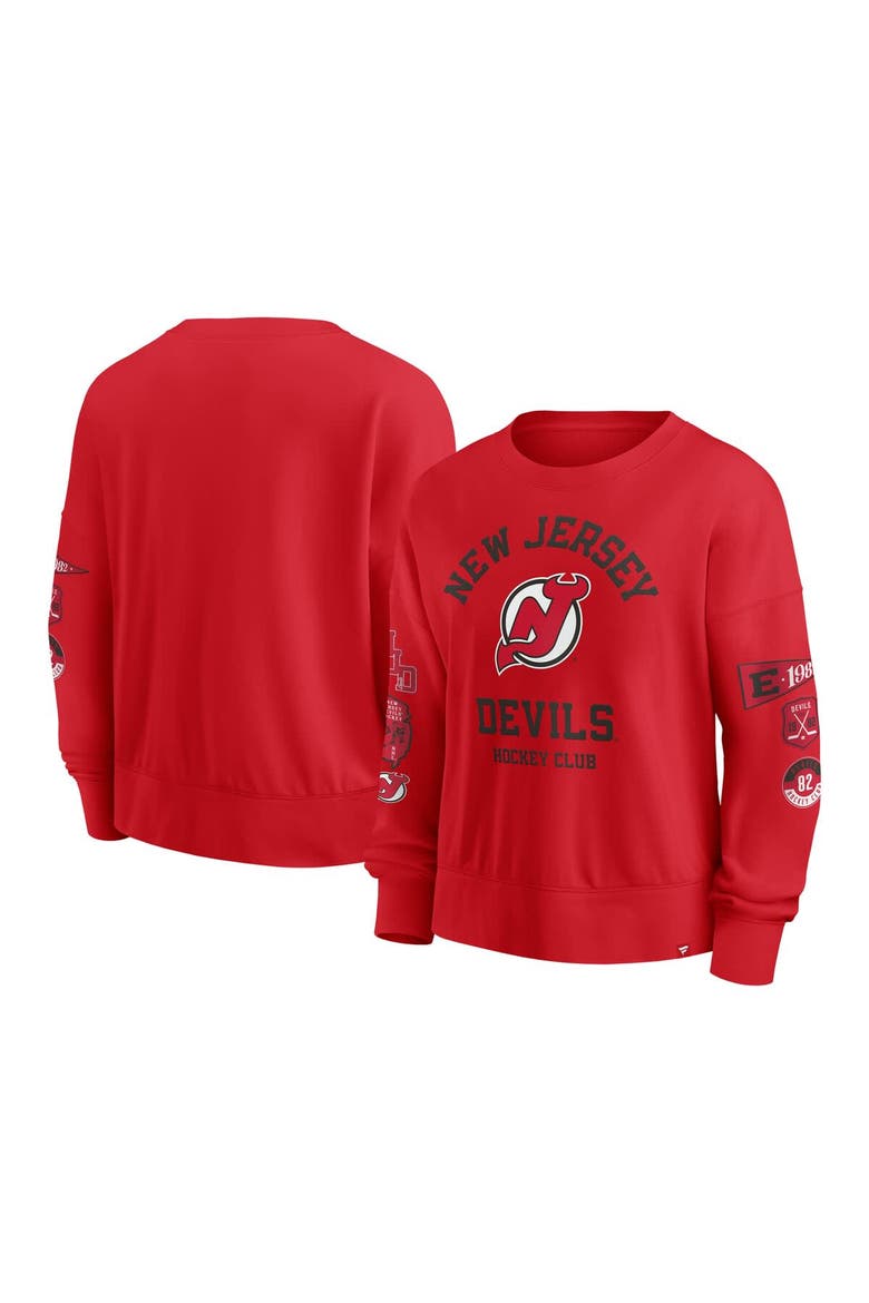 Women's Fanatics Red New Jersey Devils Go Team Pullover Sweatshirt, Alternate, color, Red