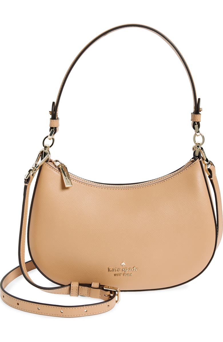 Kate Spade New York leather convertible shoulder bag, Main, color, Light Fawn