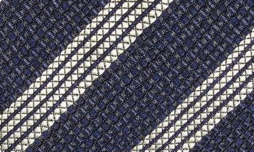 Hugo Boss Boss Textured Stripe Silk & Wool Tie In Blue