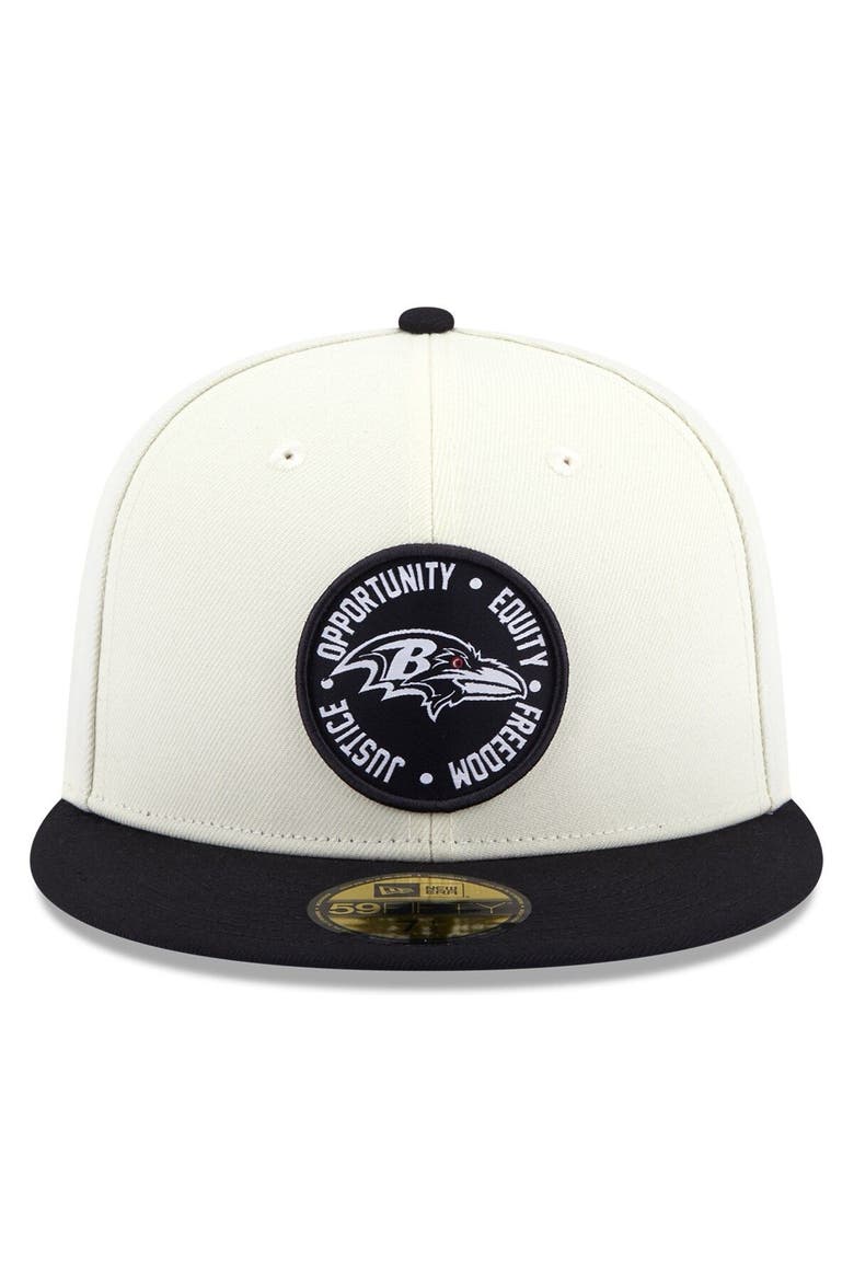 Men's New Era Cream/Black Baltimore Ravens 2022 Inspire Change  59FIFTY Fitted Hat, Alternate, color, Cream