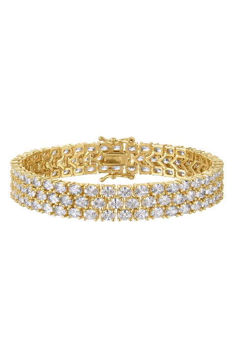Oval Cubic Zirconia Stacked Tennis Bracelet