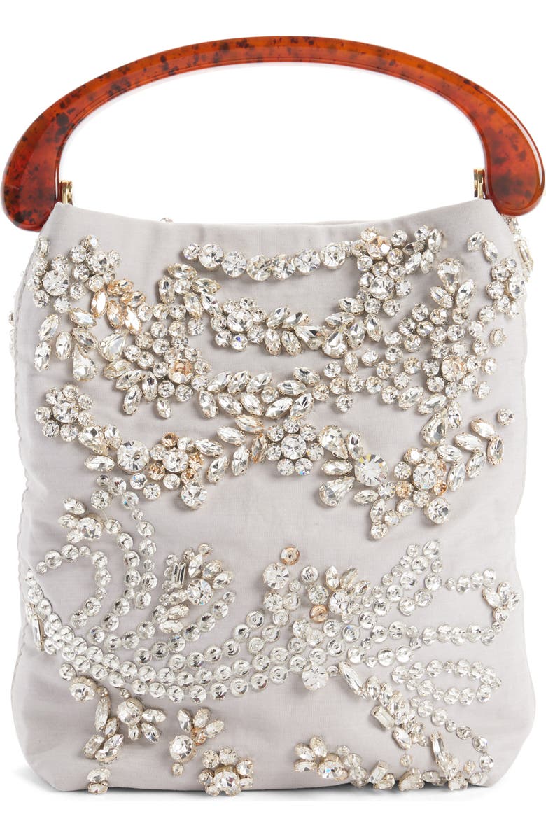 Dries Van Noten Micro Crystal Embellished Top Handle Bag, Main, color, 800 Light Grey
