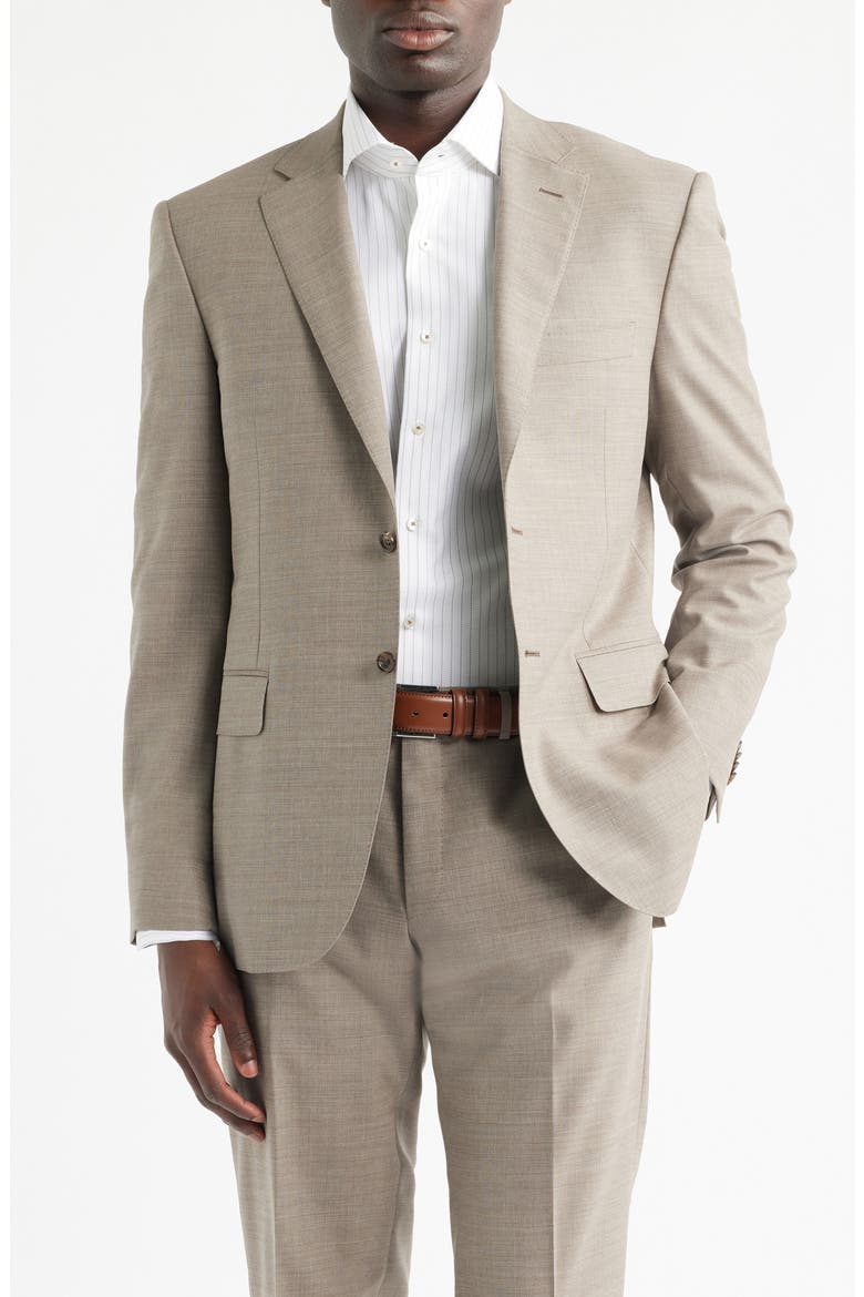 Siena Regular Fit Tan Mélange Stretch Wool Suit, Alternate, color, BEIGE