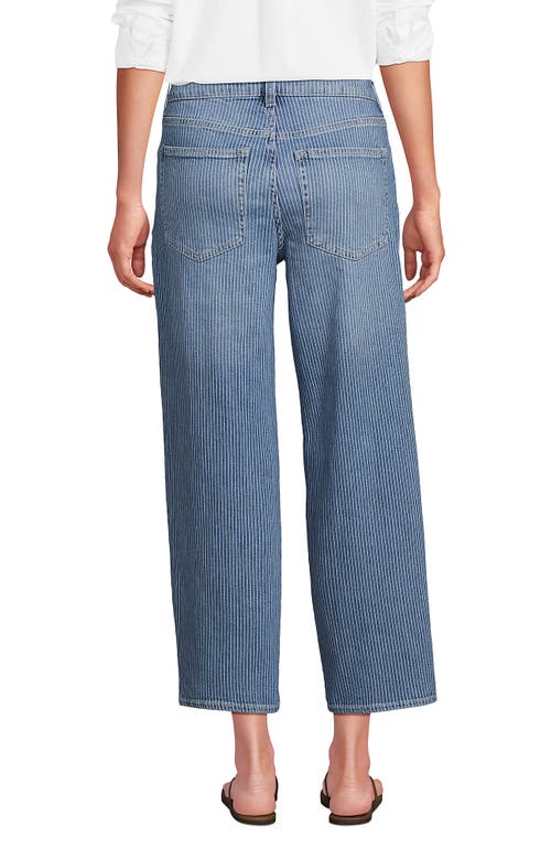 Lands' End Soft Denim Mid Rise Relaxed Straight Crop Jeans In Blue