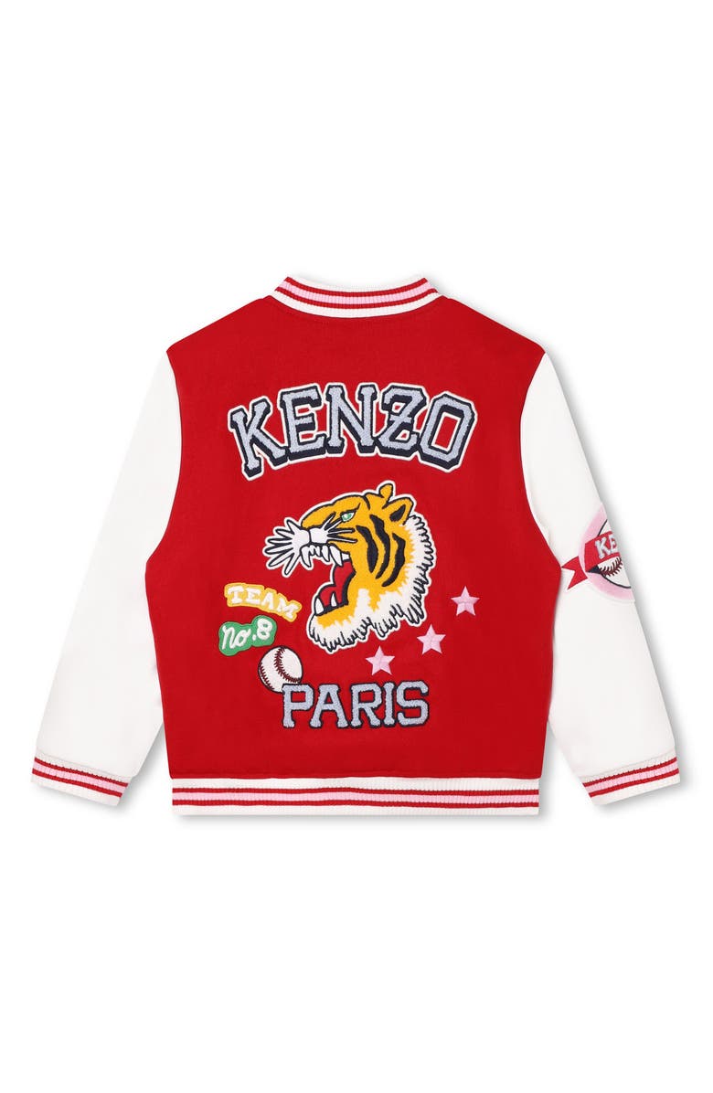 KENZO Kids' Wool Blend Letterman Jacket, Alternate, color, 990-Bright Red
