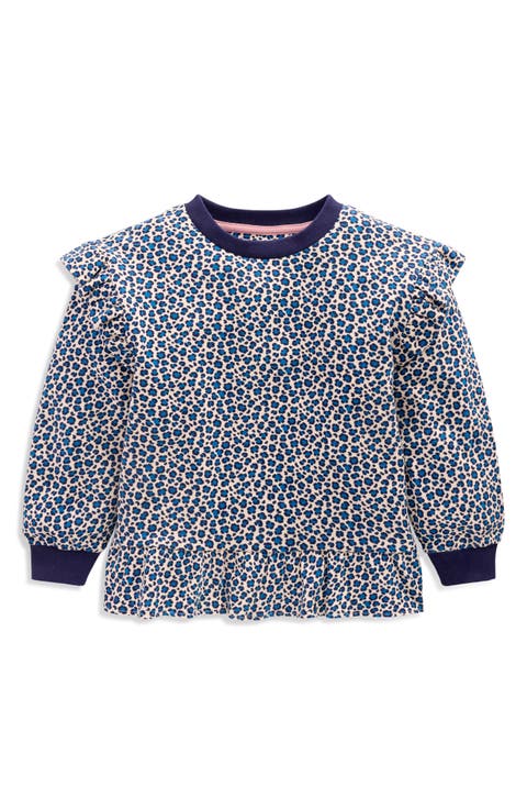 Kids' Leopard Print Frill Sweatshirt