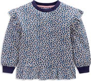 Mini Boden Kids' Leopard Print Frill Sweatshirt