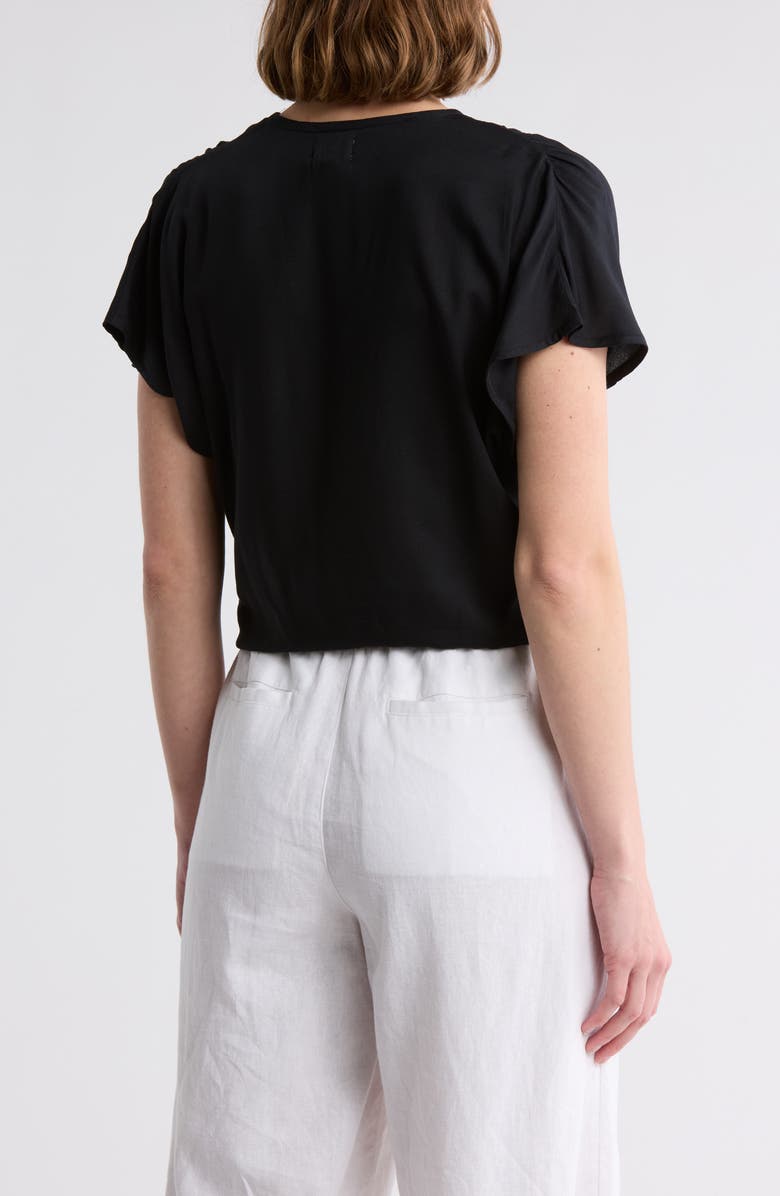 Elan Surplice Neck Cover-Up Crop Top, Alternate, color, Black