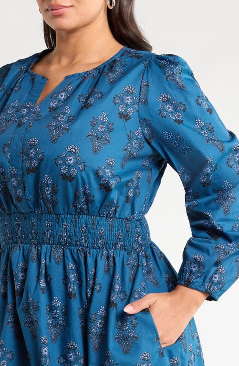 Girna Floral Smocked Waist Cotton Minidress