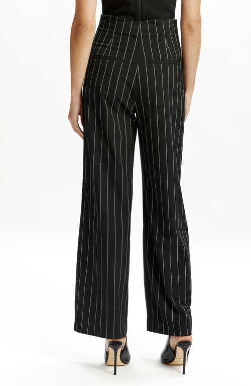 Bardot Anna Pinstripe High Waist Wide Leg Pants In Black