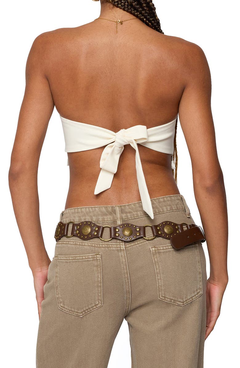 EDIKTED Stud & Tassel Handkerchief Strapless Top, Alternate, color, Cream