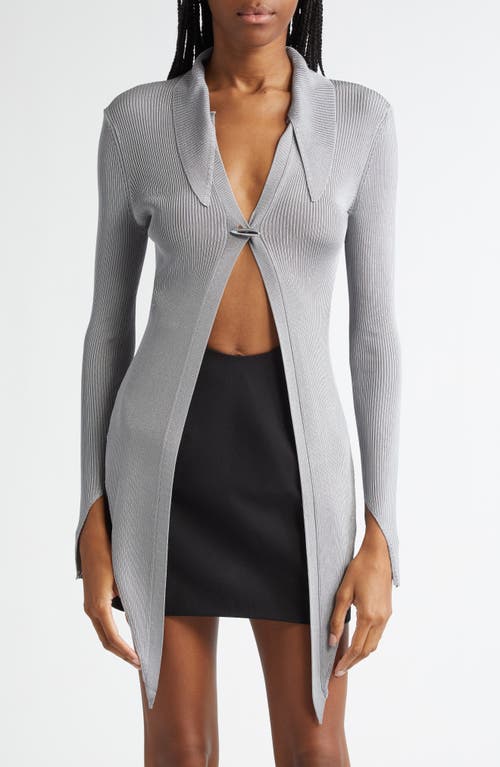 GRACE LING Angular Rib Cardigan in Grey 