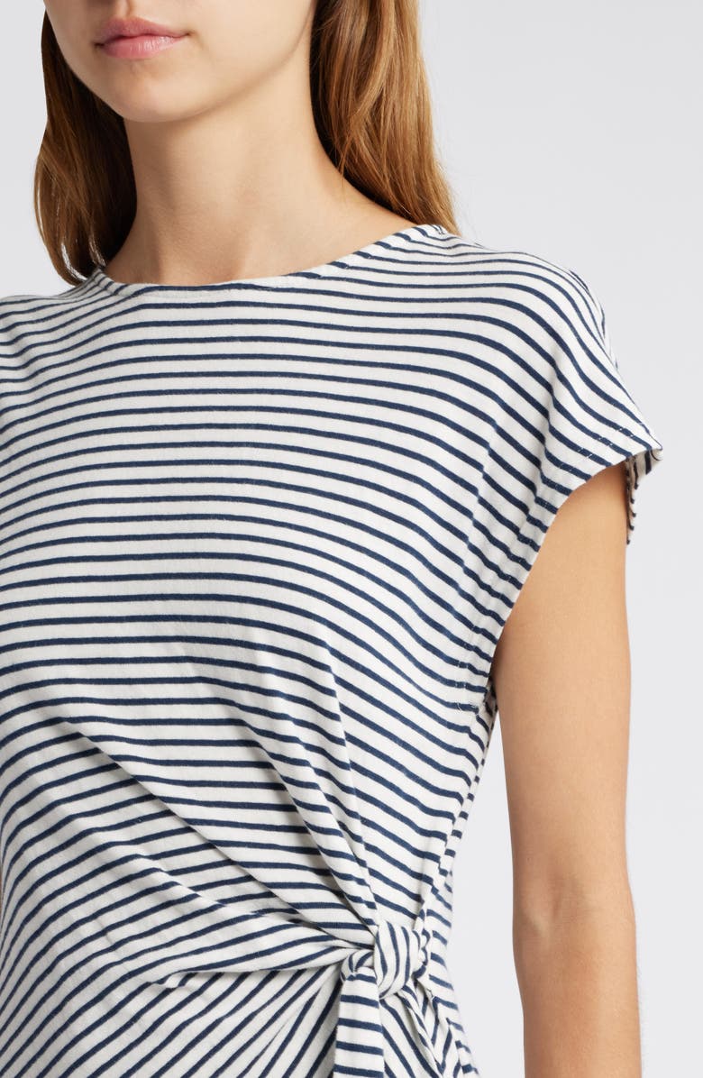 Rails Selah Tie Waist Dress, Alternate, color, Ivory Navy Micro Stripe