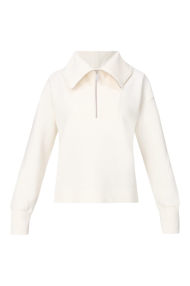 Peaceful Rib Half-Zip Cotton Blend Crop Sweatshirt, Alternate, color, LILY WHITE