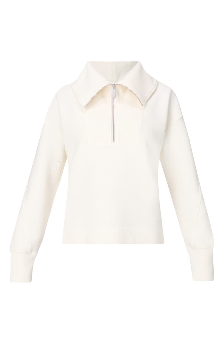 Sweaty Betty Peaceful Rib Half-Zip Cotton Blend Crop Sweatshirt, Alternate, color, Lily White