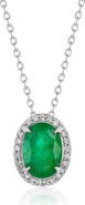 SOUZANA by Suzy Levian 14K Gold 1.79cttw Oval-Cut Emerald & 0.15cttw Diamonds Pendant Necklace