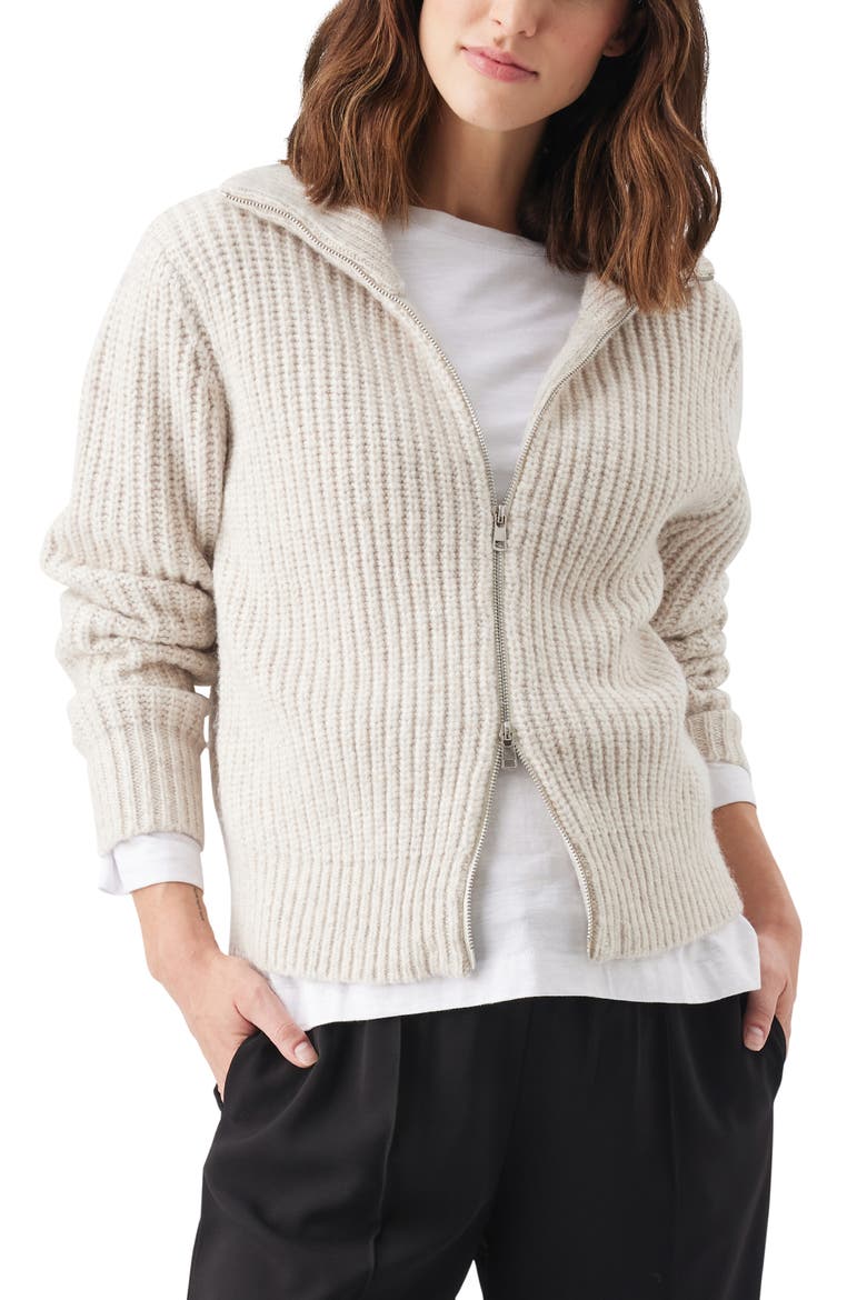 Layla  Chunky Zip Up Sweater Cardigan, Main, color, Oat Marle