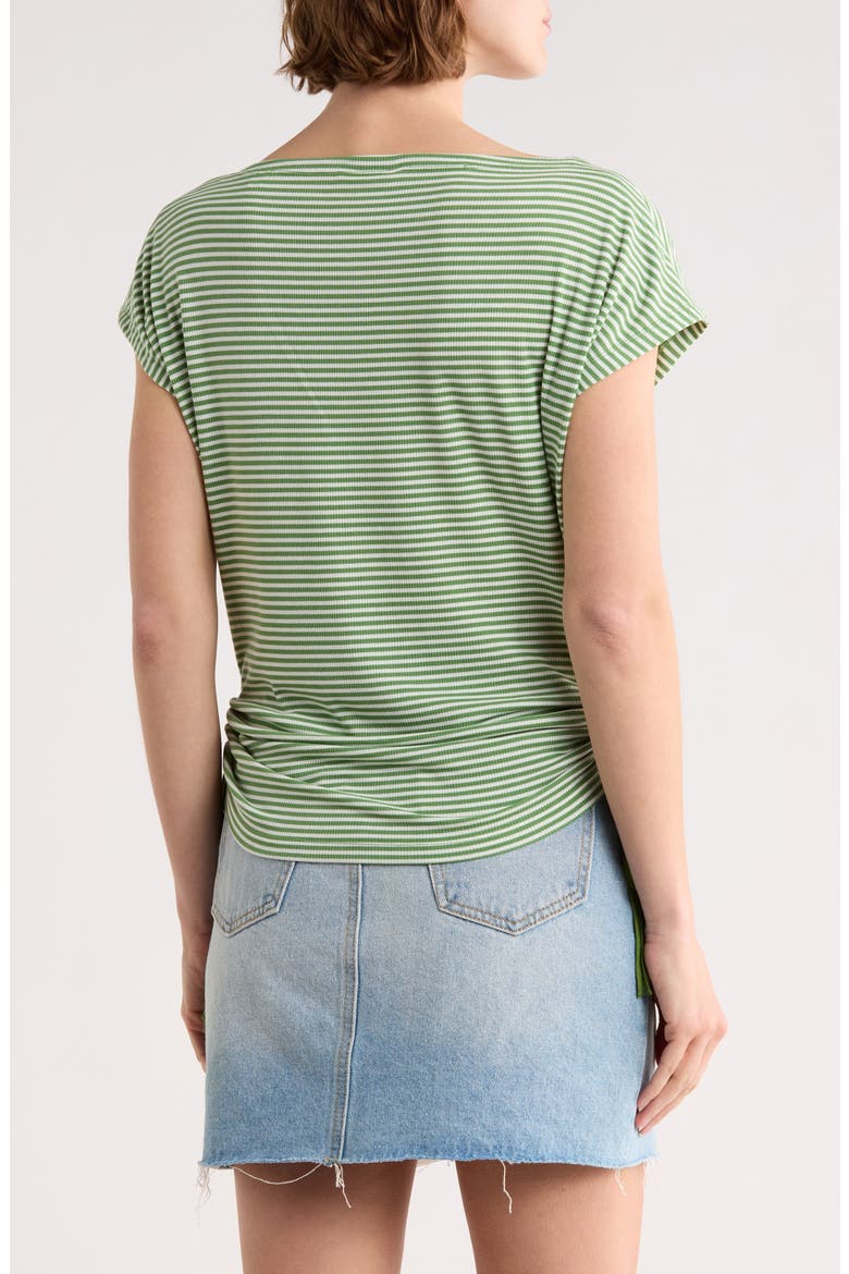 Stripe Rib Ruched T-Shirt, Alternate, color, GREEN/ ECRU STRIPE