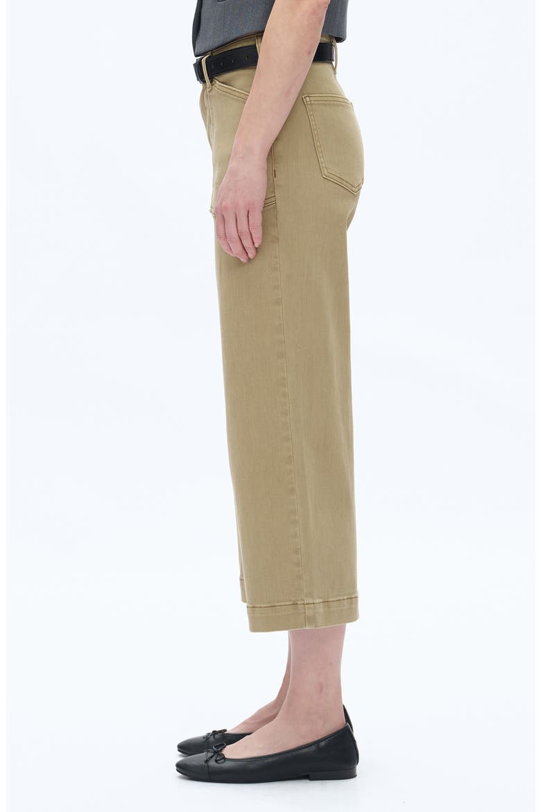 Patch Pocket Mid Rise Crop Wide Leg Jeans, Alternate, color, OLIVE