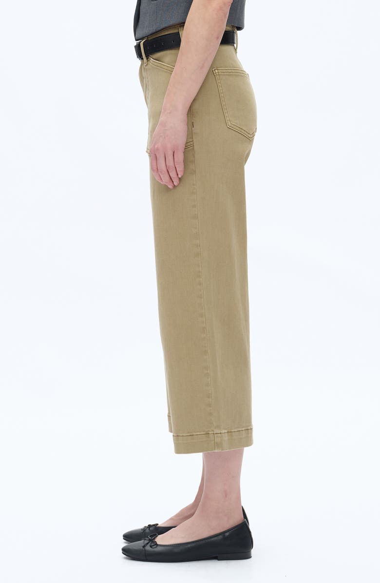 Bayeas Patch Pocket Mid Rise Crop Wide Leg Jeans, Alternate, color, Olive