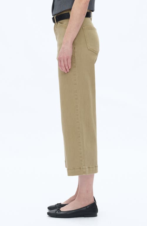 Bayeas Patch Pocket Mid Rise Crop Wide Leg Jeans In Green