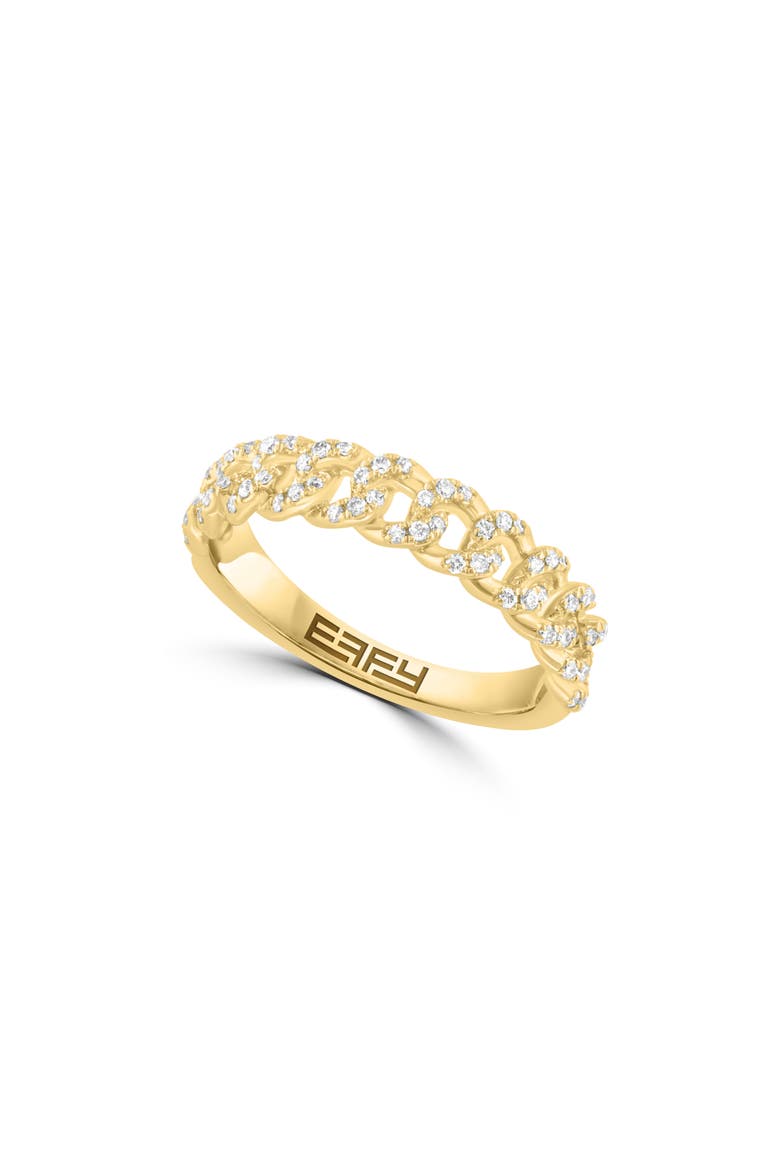 14K Gold Plated Sterling Silver Lab Grown Diamond Curb Link Band Ring, Main, color, GOLD
