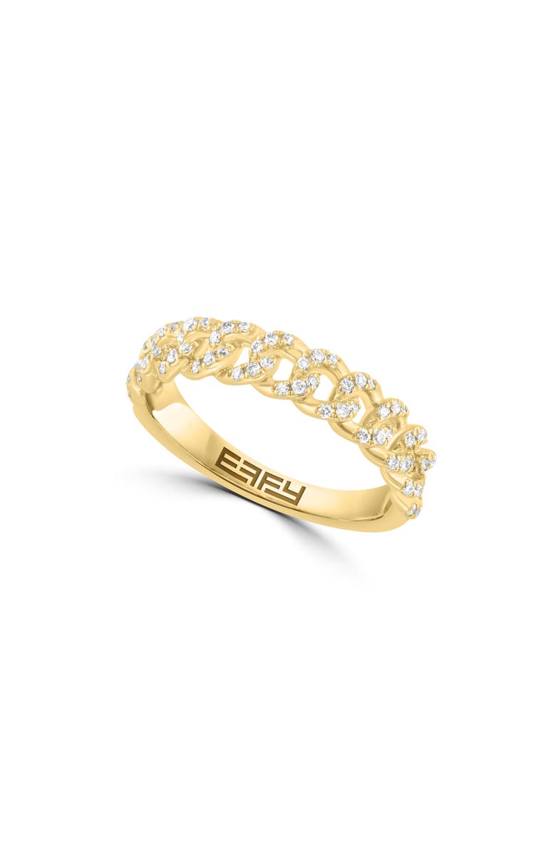 EFFY 14K Gold Plated Sterling Silver Lab Grown Diamond Curb Link Band Ring, Main, color, Gold