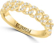 EFFY 14K Gold Plated Sterling Silver Lab Grown Diamond Curb Link Band Ring