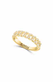 EFFY 14K Gold Plated Sterling Silver Lab Grown Diamond Curb Link Band Ring