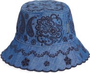 Zimmermann Paisley Embroidered Denim Bucket Hat