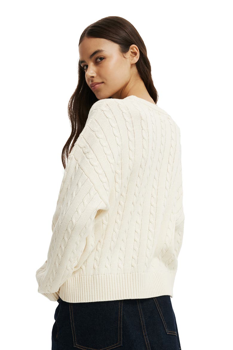 Women's Cotton Crew Neck Sweater, Alternate, color, Porcelain