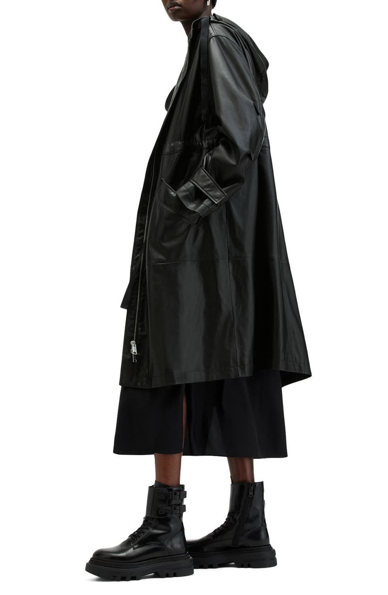 AllSaints Kelsea Leather Coat, Alternate, color, 