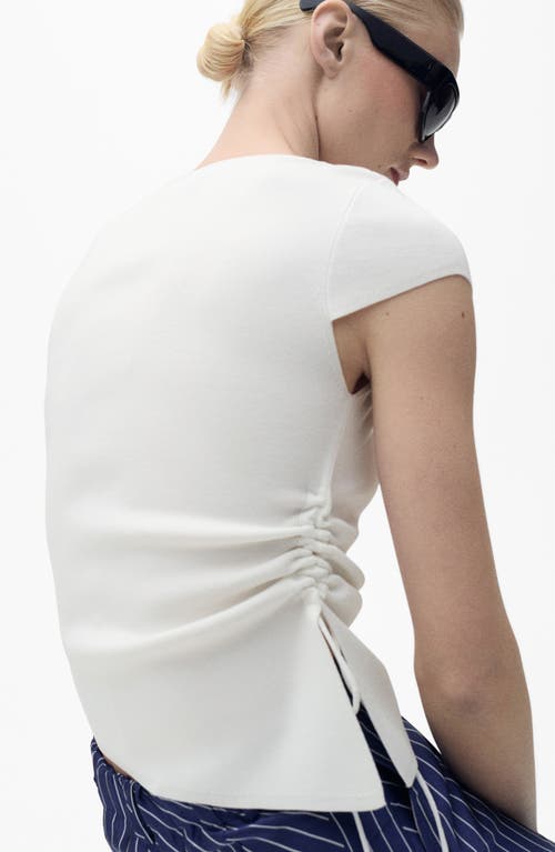 Mango Tie Side Ruched Knit T-shirt