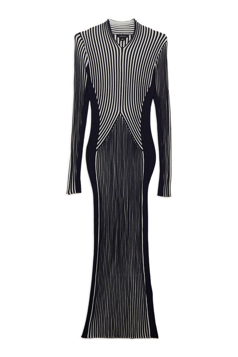 Petite Fitted Long Sleeve Midi Dress, Alternate, color, Navy