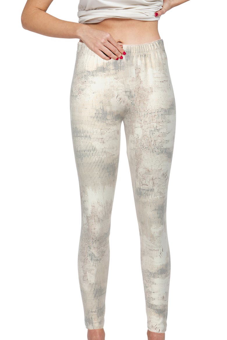 Luna Printed Cotton Jersey Leggings, Main, color, Ecru