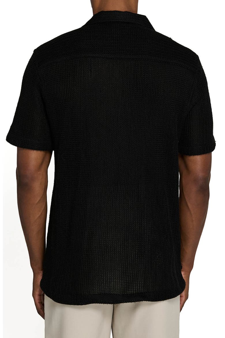 Bedford Crochet Camp Shirt, Alternate, color, BLACK