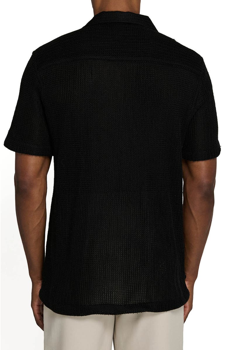 Brooklyn Brigade Bedford Crochet Camp Shirt, Alternate, color, Black