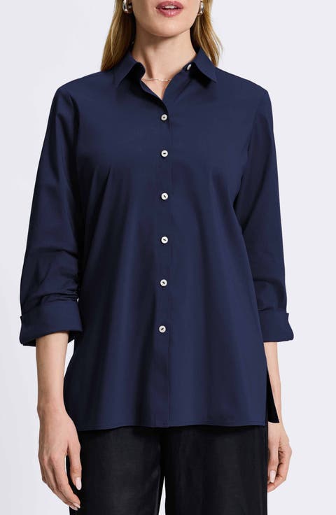 Evelyn Three-Quarter Sleeve Button-Up Shirt