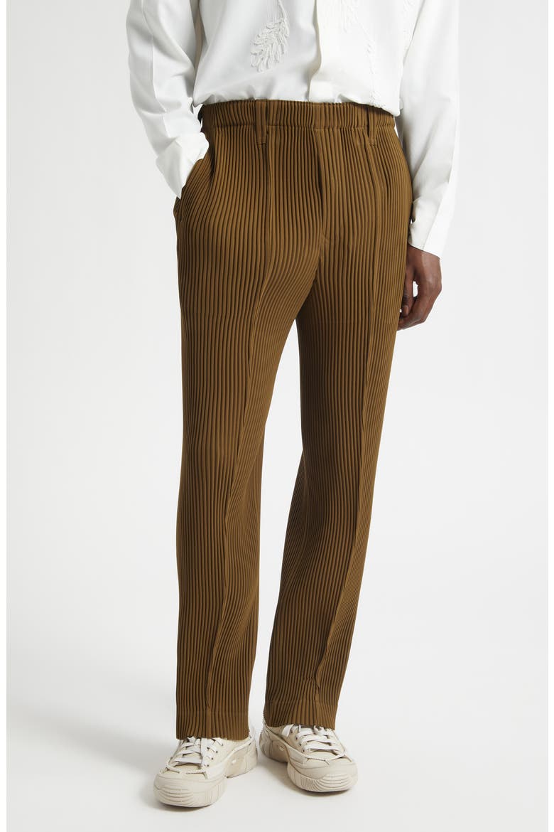 ISSEY MIYAKE コットンチノスラックスパンツ キャメル/DZ167 Pleated Tuxedo Pants (Men) | Nordstrom