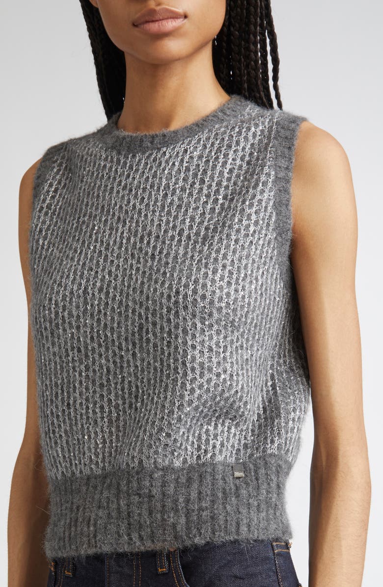Herno Sequin Metallic Sleeveless Sweater, Alternate, color, Grigio Metallo