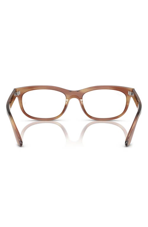 Ray Ban Ray-ban Pillow 56mm Oval Optical Glasses In Striped Brown