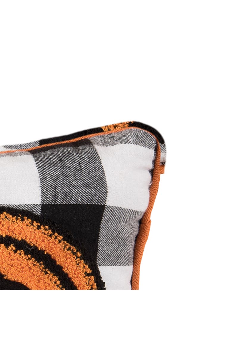 Jack-O-Lantern Pumpkin Check Tufted Halloween Accent Pillow, 12" x 12", Alternate, color, Orange