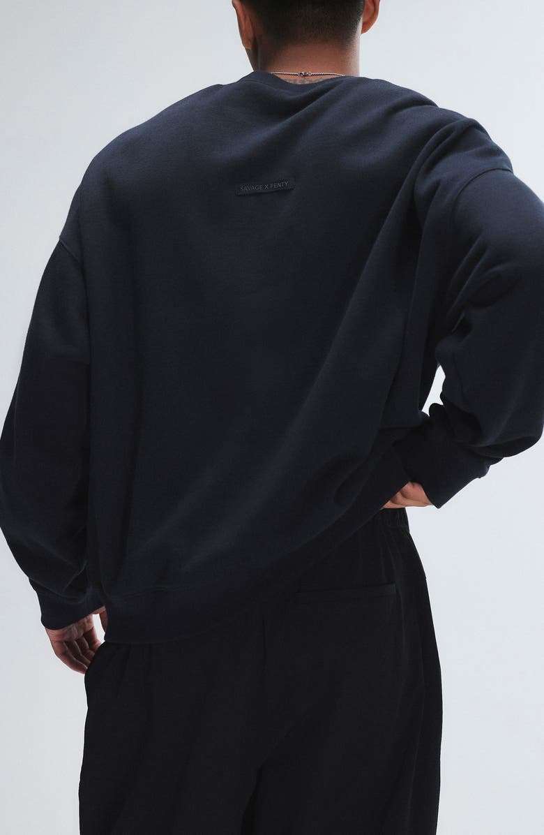 SAVAGE X FENTY Fleece Crewneck Sweatshirt, Alternate, color, Black Caviar