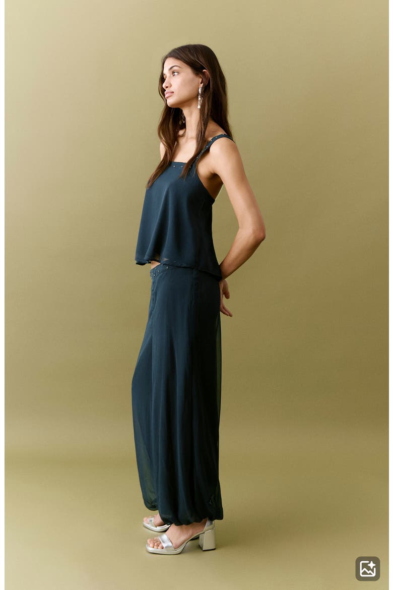 Rhinestone Detail Balloon Pants, Alternate, color, NAVY