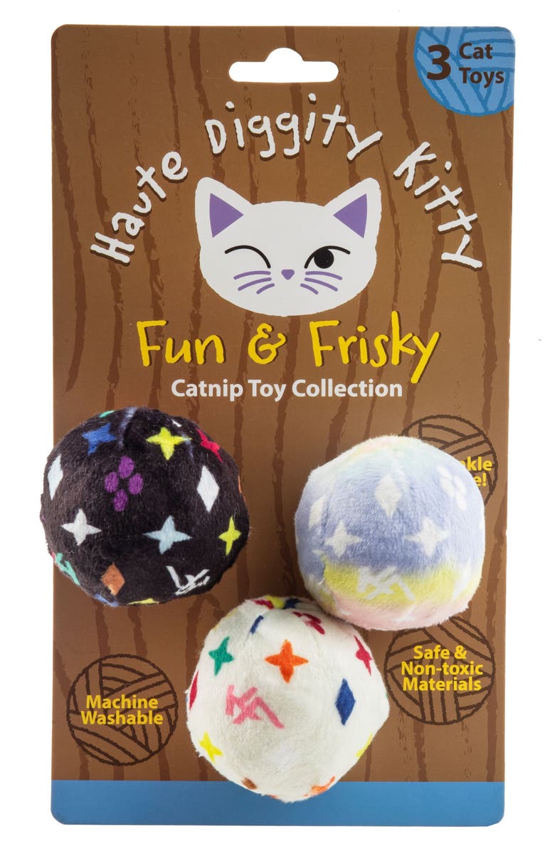 Haute Diggity Dog Kitty Monogram Ball, Alternate, color, White Multi