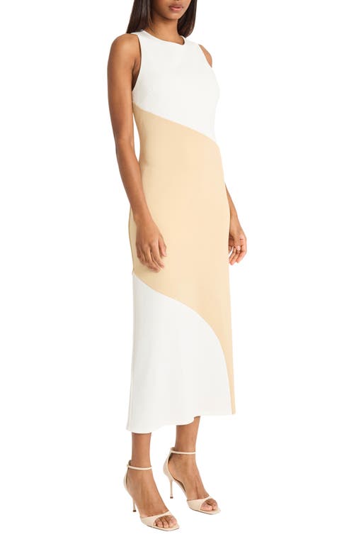 Donna Morgan Colorblock Sleeveless A-line Dress In Ivory/irish Cream